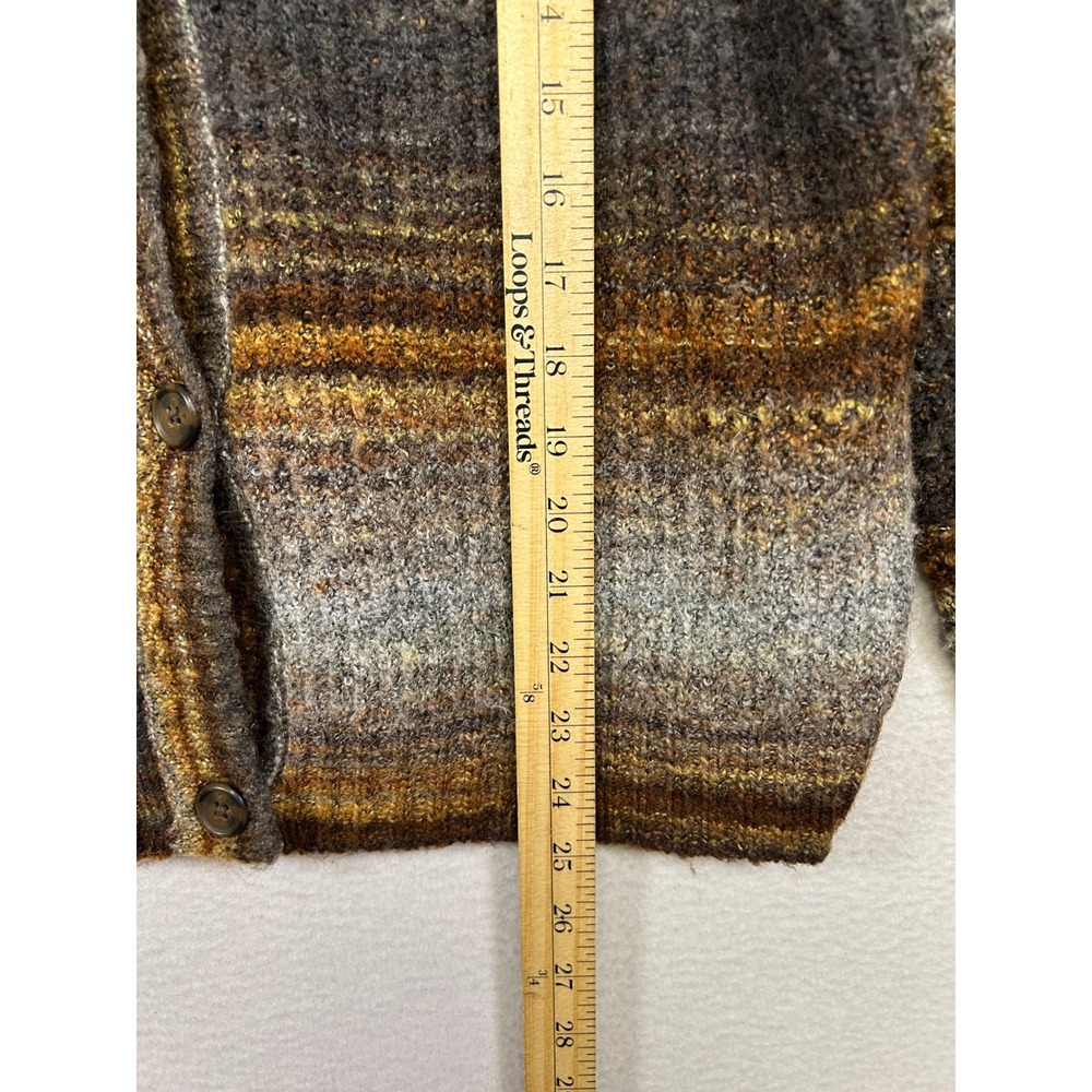 Christian Siriano Space Dye Knit Cardigan Women Medium Brown Sweater Earthy Boho - Picture 6 of 9